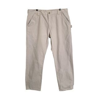 Lakin & McKey Carpenter Pants Mens Size 40x34 (33) Tan Beige Canvas Straight Leg